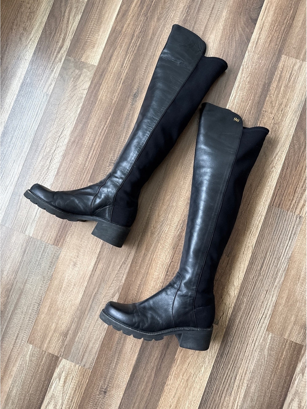 Stuart Weitzman Black Leather Over the Knee Riding Boots Women’s 8.5 Spain